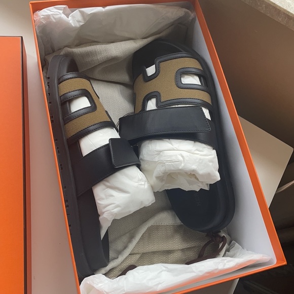 Hermès olive and black men sandals 41.5 main image 8